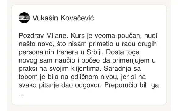Utisak polaznika Vukašin Kovačević